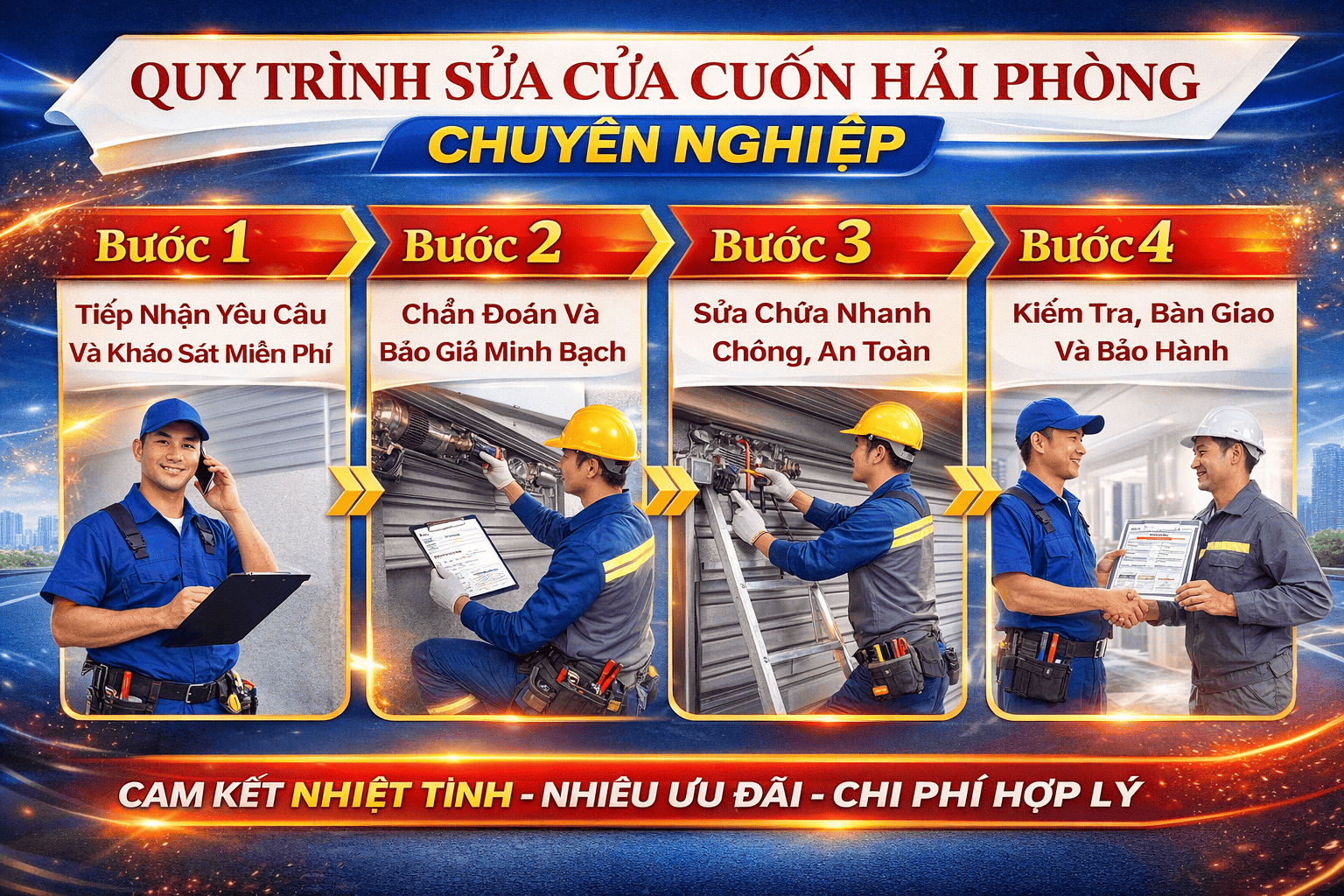 Quy trình sửa cửa cuốn chuyên nghiệp, minh bạch